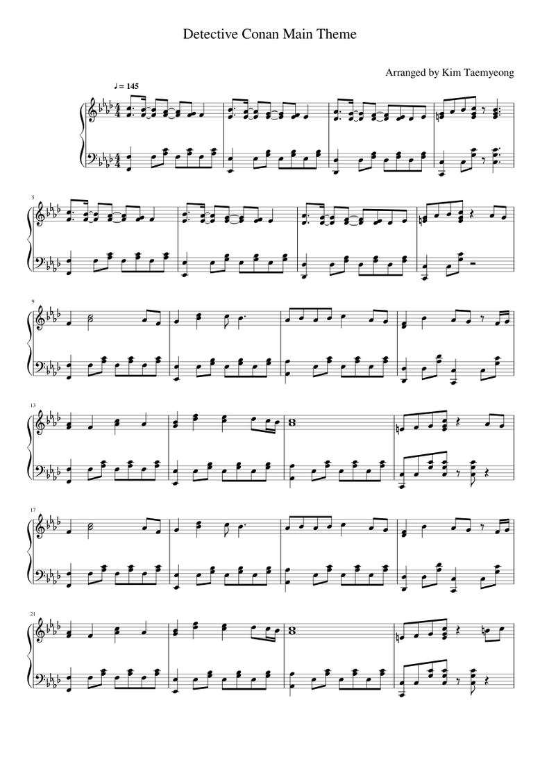 Detective Conan Piano Album TV Theme Song Beginner Piano sheet music book 